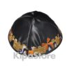 כיפה סאטן בצבע שחור עם איור של ירושלים